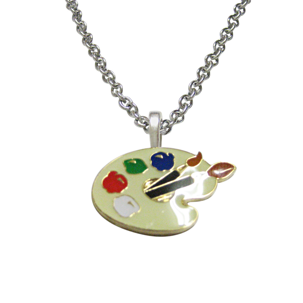 Detailed Art Palette Pendant Unisex Necklace